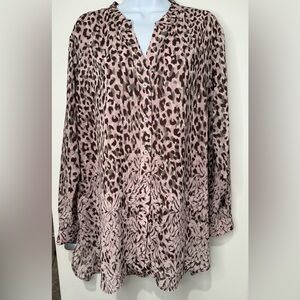 Belle by Kim Gravel Animal Print Blouse size L